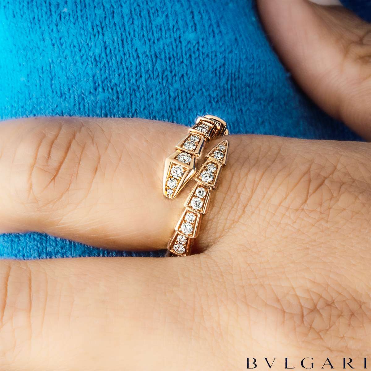 Bvglari Rose Gold Diamond Serpenti Ring 355977 Bvglari Rose Gold Diamond Serpenti Ring 355977